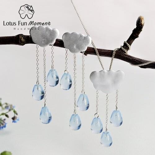 Lotus Fun Moment Real 925 Sterling Silver Natural Handmade Fashion Jewelry Ethnic Cloud Long Tassel Jewelry Set for Women