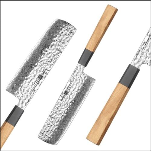 6.7-inch small kitchen knife Japanese-style Damascus steel steel olive wood handle handle chef slicing meat cutting knife