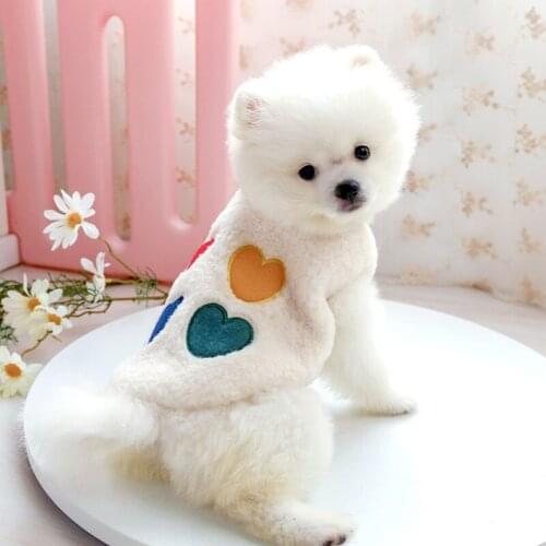 Cute Rainbow Wool Dog Vest Fleece Clothes for Small Dogs Cat Overall Pet Jumpsuit Puppy Coat Chihuahua Yorkie Accessories Winter