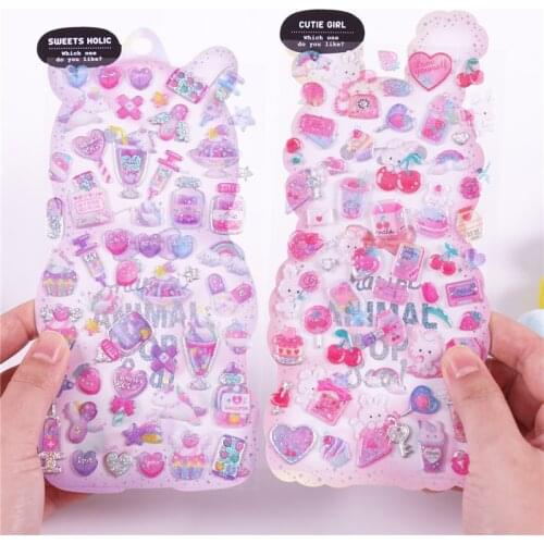 Kawaii Japanese Glittering Sugar Candy 3D PVC Stickers Scrapbooking DIY Bullet Journal Cute Diary Stationery Sticker Sheet