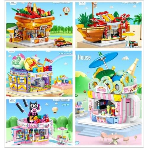 ZG 00839 00840 00841 00842 00843 mini Blocks Kids Building Blocks Girls Toys Adult Puzzle Food Snack Bar no box