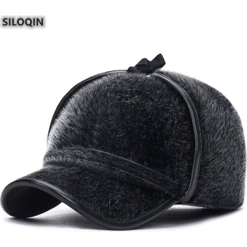 SILOQIN Winter Fashion Imitation Hair Thermal Baseball Cap For Men Thicken Velvet Ear Protection Warm Hats New Brands Dads Hat