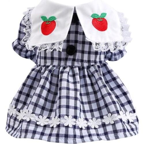 Fashion Luxury Dog Dress Black White Plaid Princess Lace Collar Cute Pet Dog Skirt Girl Dog Clothes Chihuahua