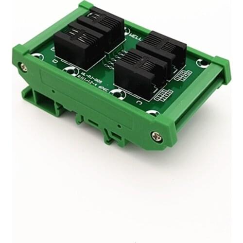 DIN Rail Mount RJ11/RJ12 6P6C Right Angle Jack 4-Way Breakout Board, Terminal Block, Connector