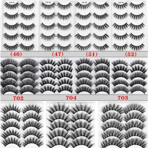 AY 5 Pairs 3D Soft Mink Hair False Eyelashes Handmade For Women Long Lashes Nature Eye Makeup Tools Faux Eye Lashes Wholesale