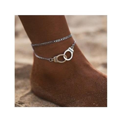 New Creative Personality Simulation Handcuffs Double Pendant Anklet Fashion Simple Beach Fashion Accessories