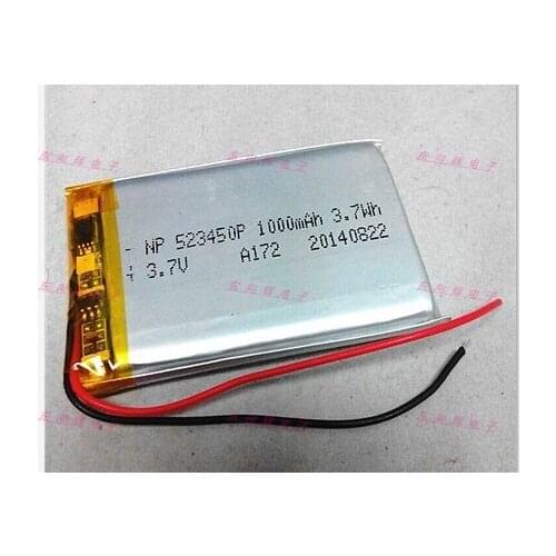 New 3.7V polymer lithium battery 503450 523450 1100mah MP5 GPS MP4 stereo Rechargeable Li-ion Cell Large Capacity Batteries