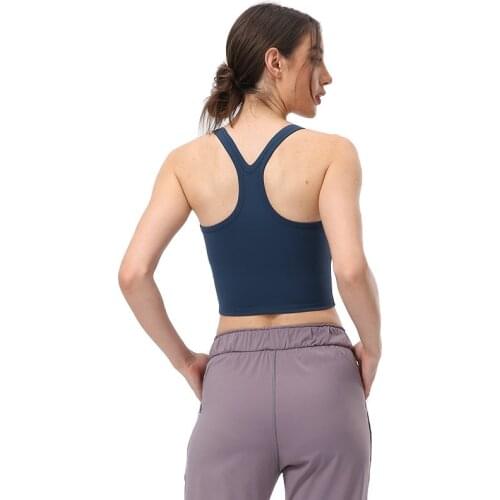 Wholesale Nude Skin-friendly Gym Yoga Vest Crop Top Tight Fitness Women Sports Bra Run With Removable Chest Pad Moisture Wicking