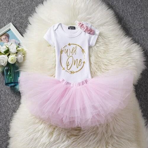3PCS Baby Girl Princess Tutu Dress 2019 Tolldler Kids Girl Headband + Romper + Ball Gown Dress Baptism The 1st Birthday Dresses