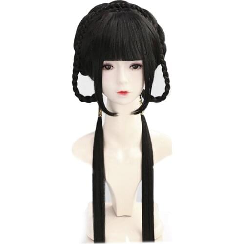 80cm shaped braid princess hair products vintage royal cosplay ancient chinese maid halloween party headwear stage performance
