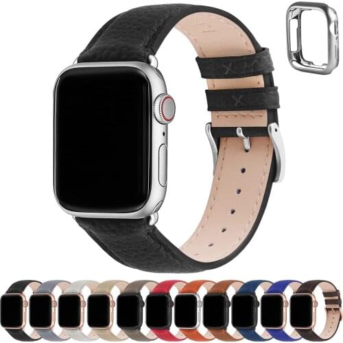 7 Colors Apple Watch Band 44/42/40/38mm, Fullmosa Leather Watch Strap for iWatch Series 6/SE/5/4/3 Replacement Wristband