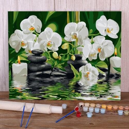 Flowers European Style DIY Painting By Numbers Set Oil Paints 50*70 Oil Painting Loft Wall Picture For Handicraft