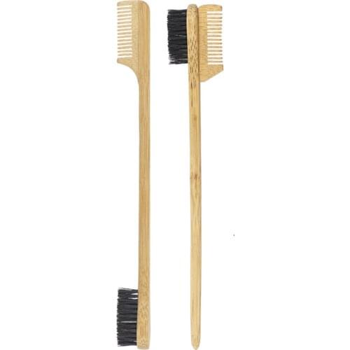 Hair Brushes 2 in 1 Edge Control Brushes Comb Edge Brushes (Bamboo Handle)
