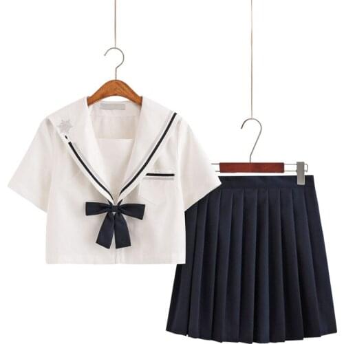 School Dresses Jk Uniforms Black Sailor Suit With Tie Anime Pleated Skirt Uniform Dress High School Girls Students Beige Black