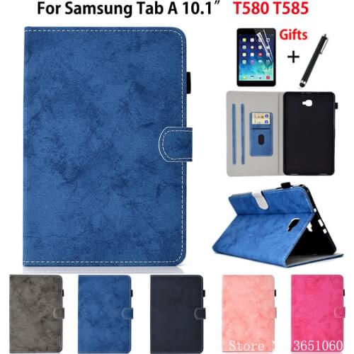SM-T585 Tablet Case For Samsung Galaxy Tab A a6 10.1" 2016 T580 T585 SM-T580 T585N Cover Funda Stand Coque Capa Shell +Film+Pen