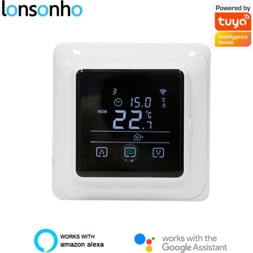 Lonsonho Tuya Smart Life WiFi Thermostat Termostato 220V LCD Touch Screen Temperature Controller Smart Home Works Alexa Google