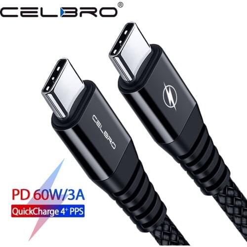 USB Type C to USB Type C Charger Cable for Samsung 60W PD USB-C charging QC 3.0 Quick Charge Data Cord for Type-C Devices Cables