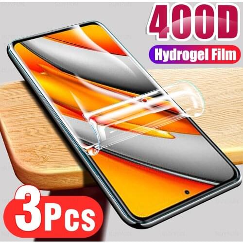 3Pcs HD Protective Film For Poco F3 Clear Hydrogel Film For Xiaomi Poco F 3 X3 GT X3 Pro X3 NFC M3 Pro 5G M3 Screen Protector
