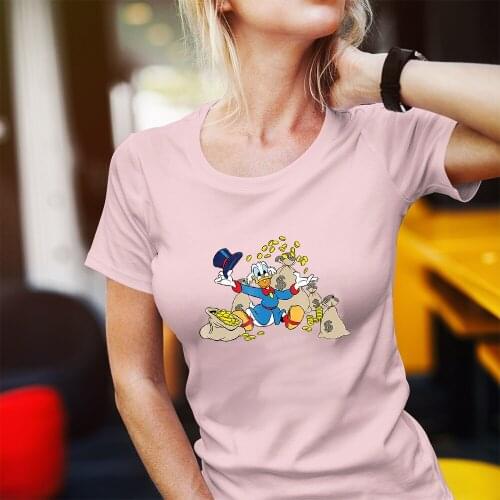 Disney Scrooge McDuck Cartoon Printing Women T-Shirts Four Seasons Top Clothes Harajuku Style Outdoor T Shirt Female Comfortable