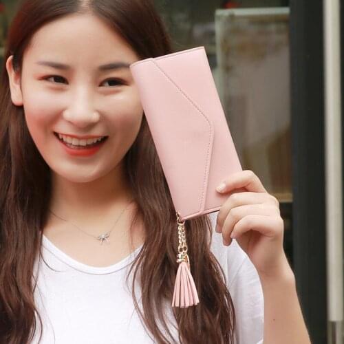 High Capacity Women Long Hand Bag Wallet Heart-shaped Pendant Simple Fashion Multifunction Litchi Pattern Womens Purse