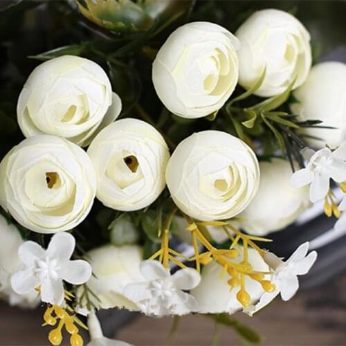 1pc European Vintage Artificial Silk Tea Rose Flowers Bridal Bouquet Floral Cheap Fake Flower DIY Home Garden Wedding Decoration