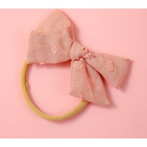 1pcs Baby Girls Knot Bows Nylon Headbands Handmade Linen Cotton Bow Hair Accessories Super Soft Stretchy Hair Wear For Kids