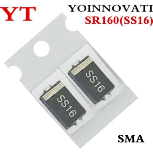 100pcs/lot SS16 SR160 SMA 60V 1A SMD IC Best quality