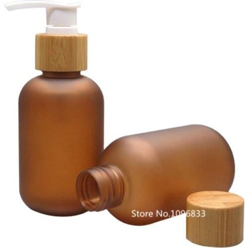 120ML 10PCS Refillable Pump Bottles Amber Brown Plastic Squeeze Spray Bottles Containers For Shampoo Lotion Liquid Soap Cream