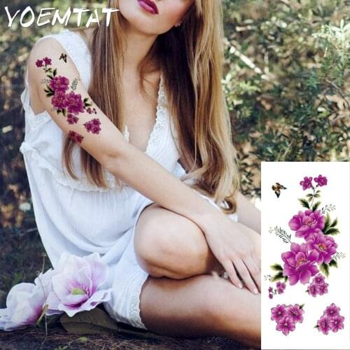 3D Sexy Rose Flowers Body Art Flash Henna Fake Tattoo Stickers Temporary Tattoos Waterproof Temporary Tattoo Women On Body Art