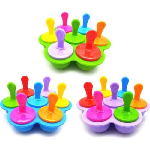 7 Cell Silicone Mini Ice Pops Mold Ice Cream Ball Lolly Maker Popsicle Mould Baby DIY Food Yogurt Icebox