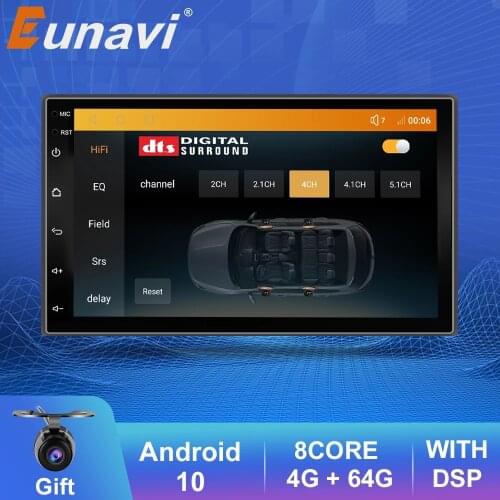 Eunavi 2 Din Car Radio Player Auto GPS navigation Universal 7 inch Screen Stereo GPS Navigation Bluetooth WIFI Carplay Android