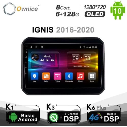 1280*720 QLED Android 10.0 Car Radio Player for Suzuk IGNIS 2016 - 2020 GPS 2 Din Auto SPDIF 4G LTE BT5.0 Stereo Unit 6G+128G