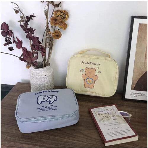 Bentoy Milkjoy Korea Cute Bear Girls Cosmetic Case Large Capacity Make up Bag Home Storage Case Makeup brush Compartment Pocket