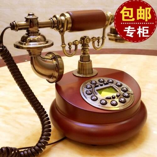 The wireless telephone card European antique American retro fashion home phone office Dong garden wood Decoration home Dial