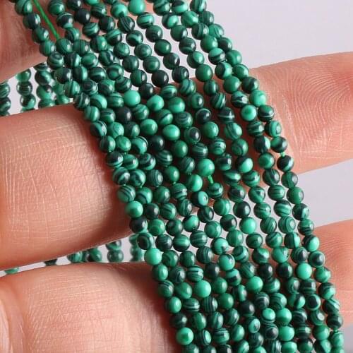 Natural Stone Punch Beads Round Malachites Charms Beads for Jewelry Accessories Making DIY Women Bracelet Necklace