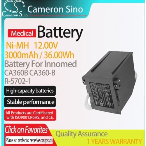 CameronSino Battery for Innomed CA360B CA360-B fits Innomed R-5702-1 Medical Replacement battery 3000mAh/36.00Wh 12.00V Ni-MH