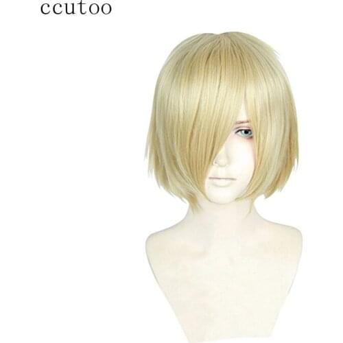 Ccutoo 12" Blonde Short Fluffy Syntheitc Full Party Hair Heat Resistance Cosplay Wigs