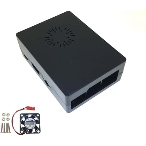 Raspberry Pi 3 ABS Case Plastic Box Black + Cooling Fan compatible for Raspberry Pi 3 Model B+/3B/2B