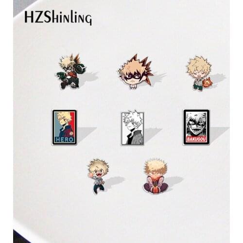 2021 My Hero Academia katsuki Cartoon Anime Pattern Acrylic Lapel Pins Badge Resin Epoxy Gifts