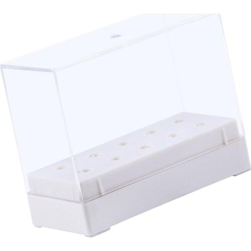 Nail Drill Bits Holder, 10 Holes Storage Box Manicure Drill Bits Container Holder Display Case Organizer