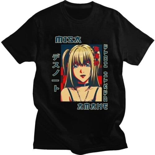 Retro Death Note Misa Amane T Shirt For Men Short Sleeved Japan Anime Manga Tshirt Pure Cotton Summer T-shirt Fans Tee Tops Gift
