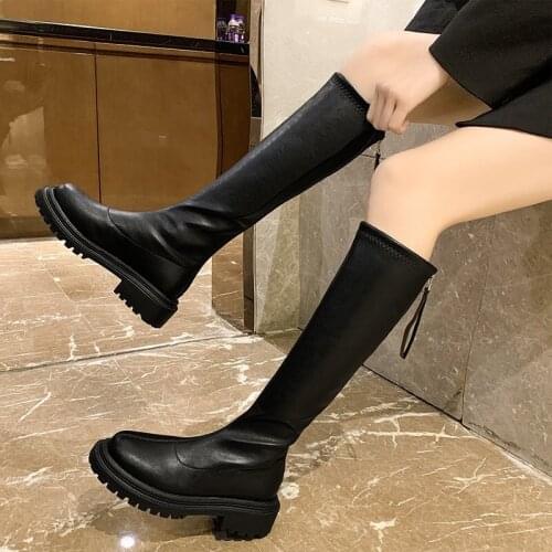 Nice Trends Platform Knee High Boots Autumn Winter Party Wedding Shoes Woman Heels Newest Heels Women Boots Martin boots
