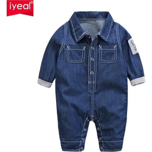 IYEAL New 2020 Baby Boy Clothes Romper Jeans Long Sleeve Overalls Jumpsuit Infant Spring Denim Cardigan Climbing Clothing