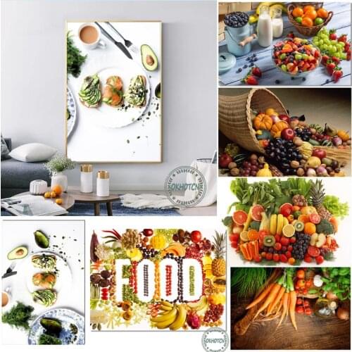 Vegetables Fruit Healthy Kitchen Food Canvas Painting Avocado Posters and Prints Wall Art Picture Dining Room Cuadros Decoracion