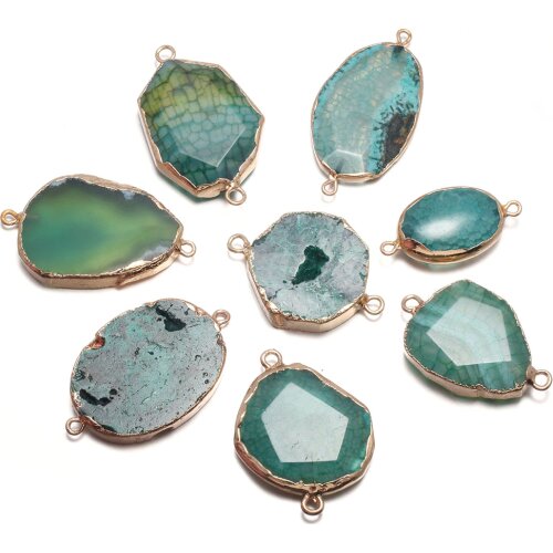 Natural Agate Pendant Connector Irregular Shape Double Hole Connector for Jewelry Making Women Necklace