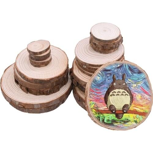 Natural Round Wood Pieces Unfinished Predrilled Wood Slices DIY Crafts Photo Prop Decoration Wedding Party Painting