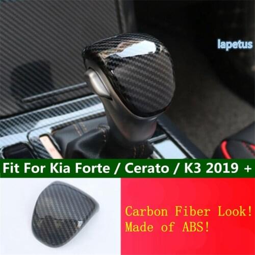 Lapetus Stalls Gear Shift Hand Head Knob Decoration Frame Cover Trim Fit For Kia Forte / Cerato / K3 2019 2020 Carbon Fiber ABS