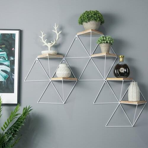 Wall Shelf Decoration Wall Plaid Simple Creative Wood Shelf Wall Hanging Shelf home decor metal wall decor