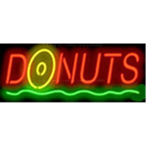 Donuts NEON SIGN REAL GLASS BEER BAR PUB LIGHT SIGNS store display bakery pastry food cake bread Advertising Lights 17*14"