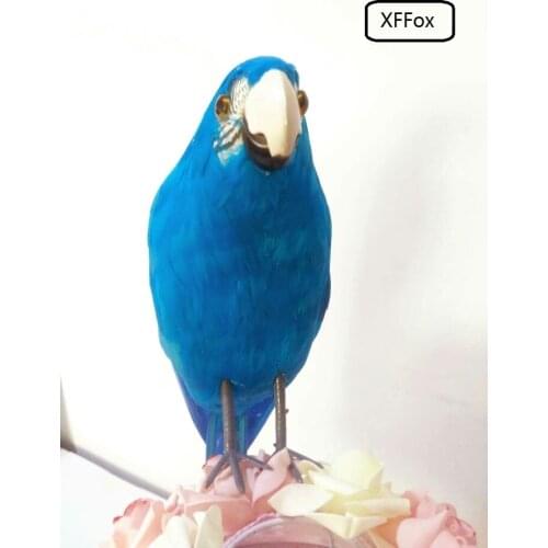 New real life blue parrot model foam&feather simulation gray feet parrot bird gift about 40cm xf0206